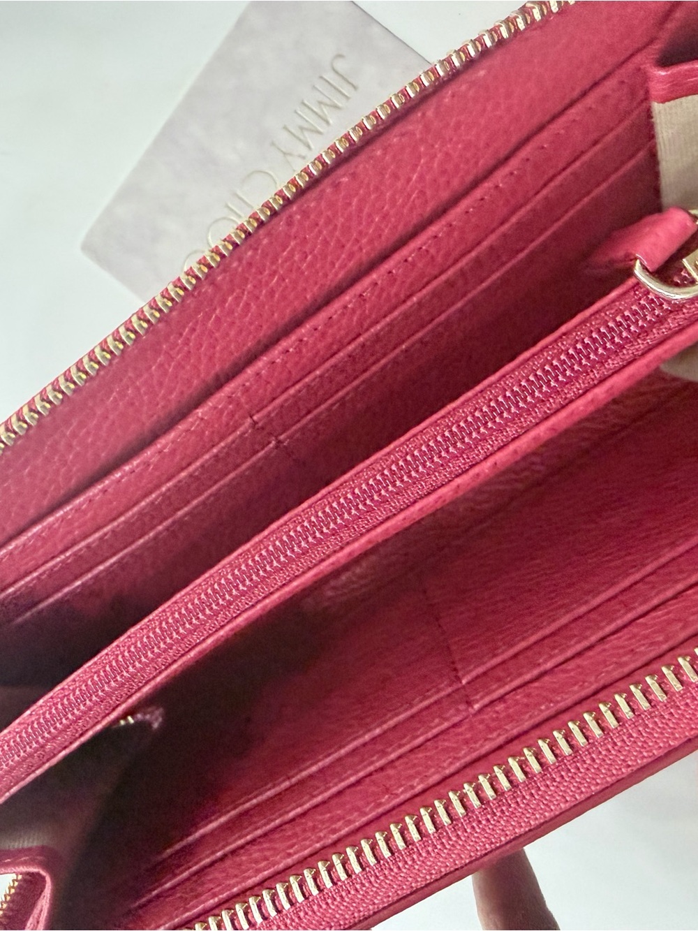 Jimmy Choo Embossed Logo Zip Wallet - Raspberry - Picture 3 of 5